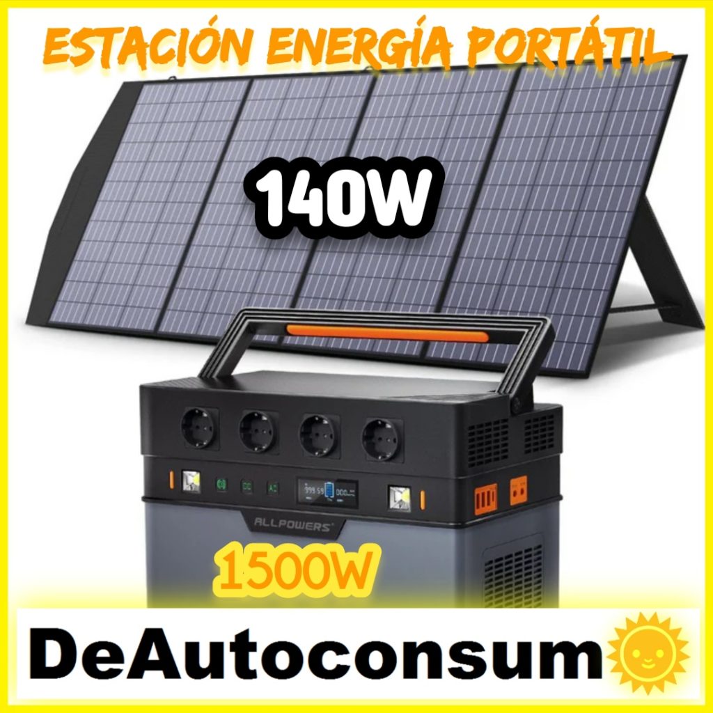 Estación de energía portátil AllPowers S1500 + Panel Solar 140 W (DeAutoconsumo.com)